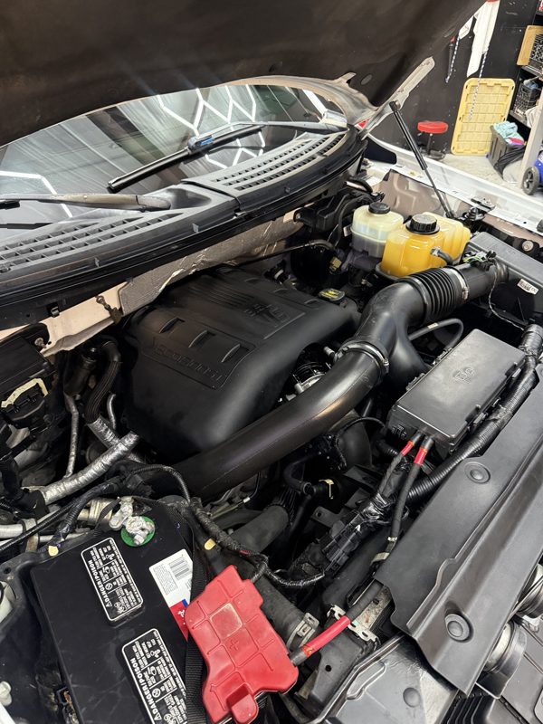The same engine bay cleaned and dressed