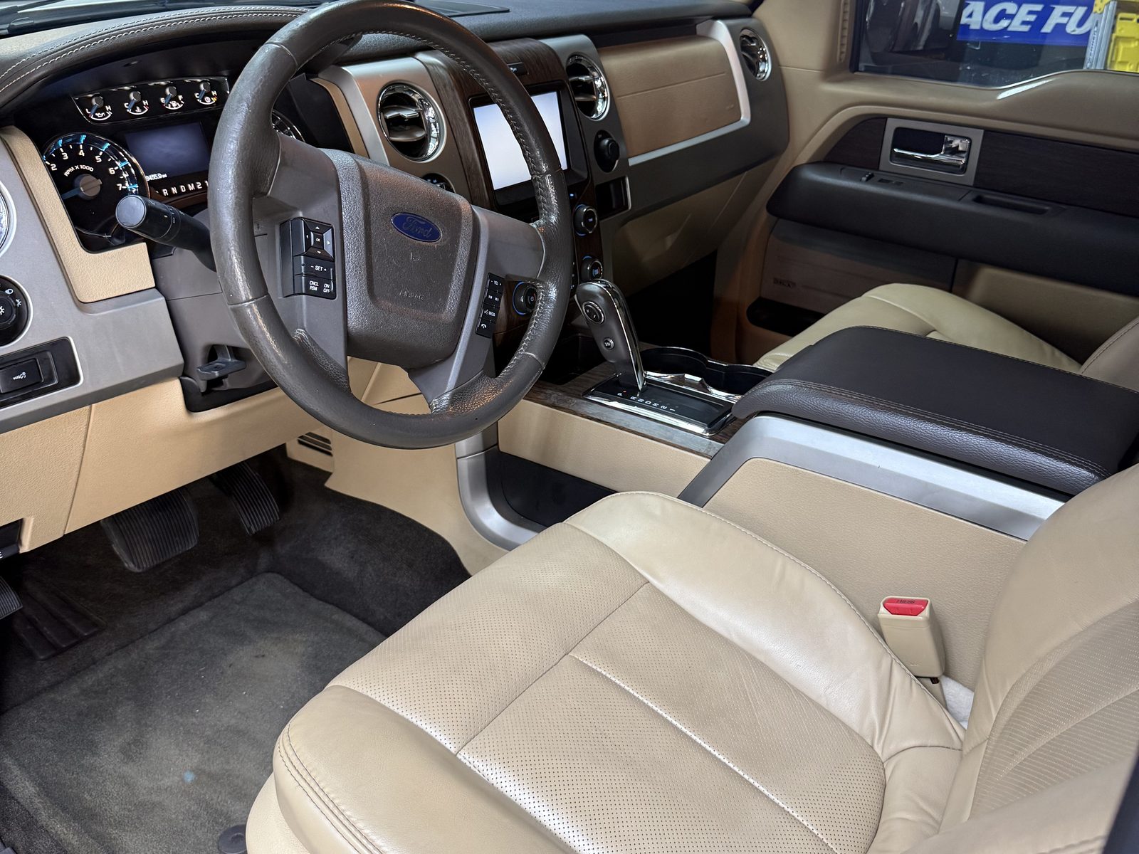 Clean tan leather front seats