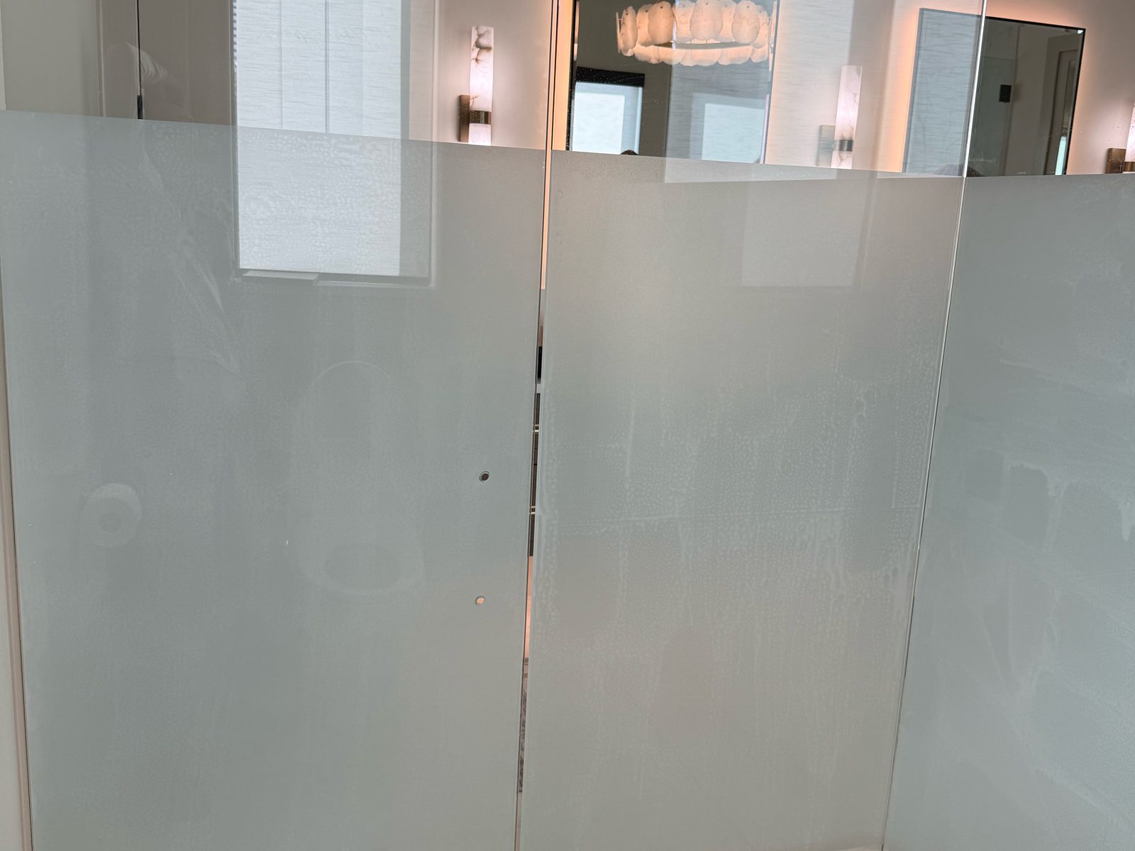 Frosted shower panels from inside